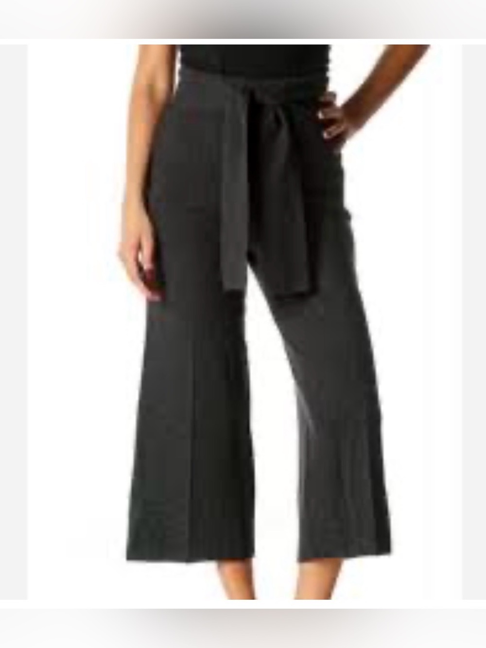 NWT $198 CLUB MONACO WOOL SWEATER KNIT TIE WAIST CROPPED WIDE LEG PANT GRAY Sz M